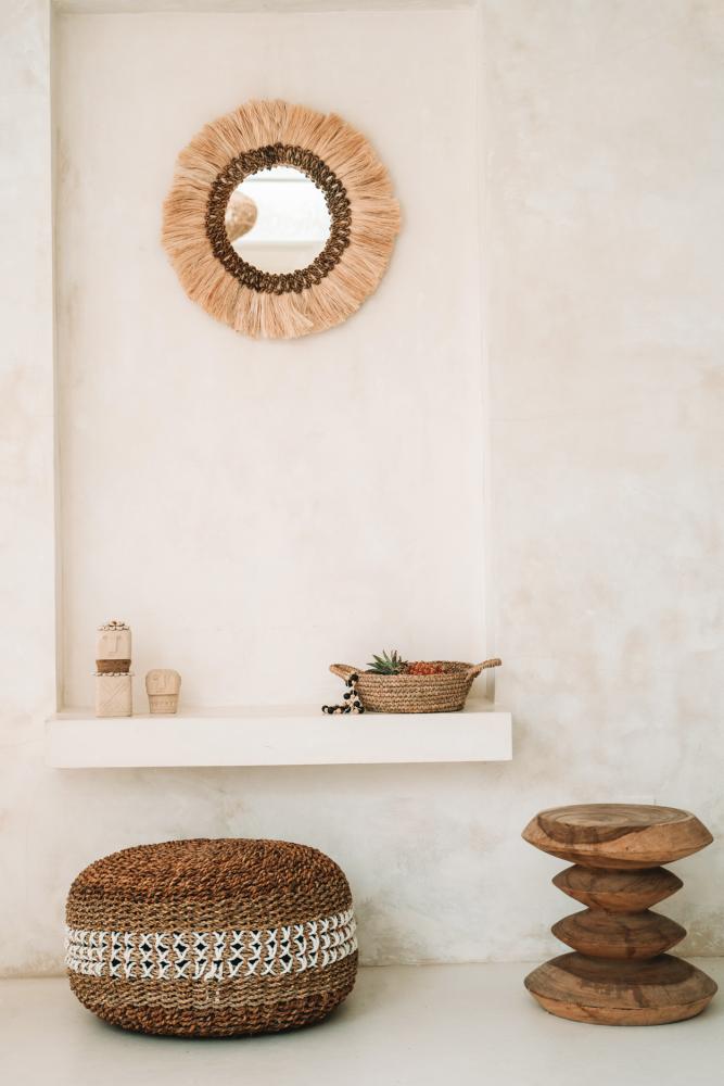 SEAGRASS MACRAME POUF | NATURAL - Green Design Gallery