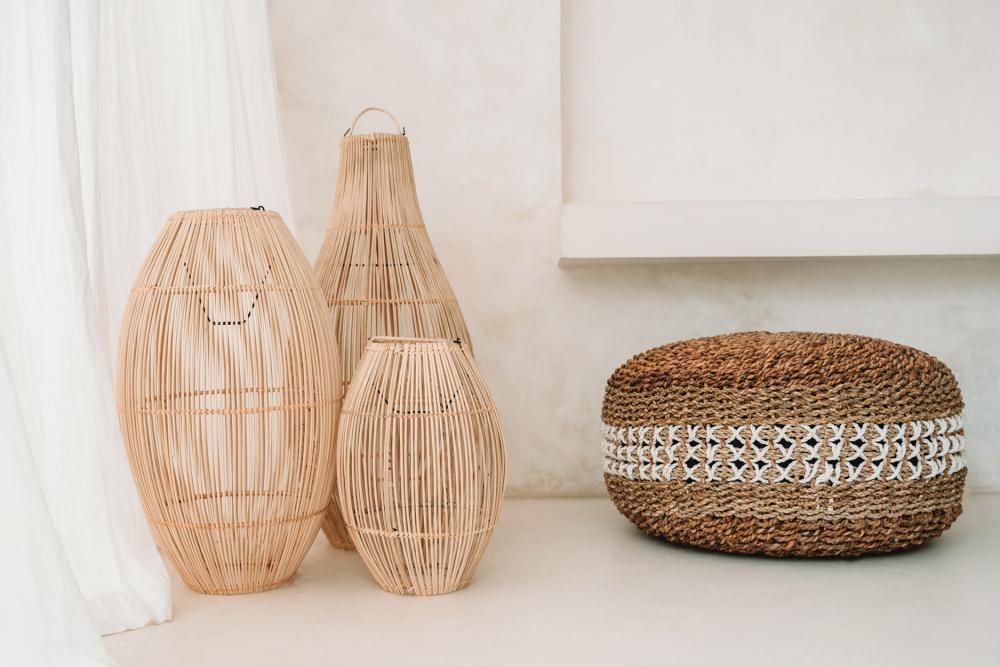 SEAGRASS MACRAME POUF | NATURAL - Green Design Gallery