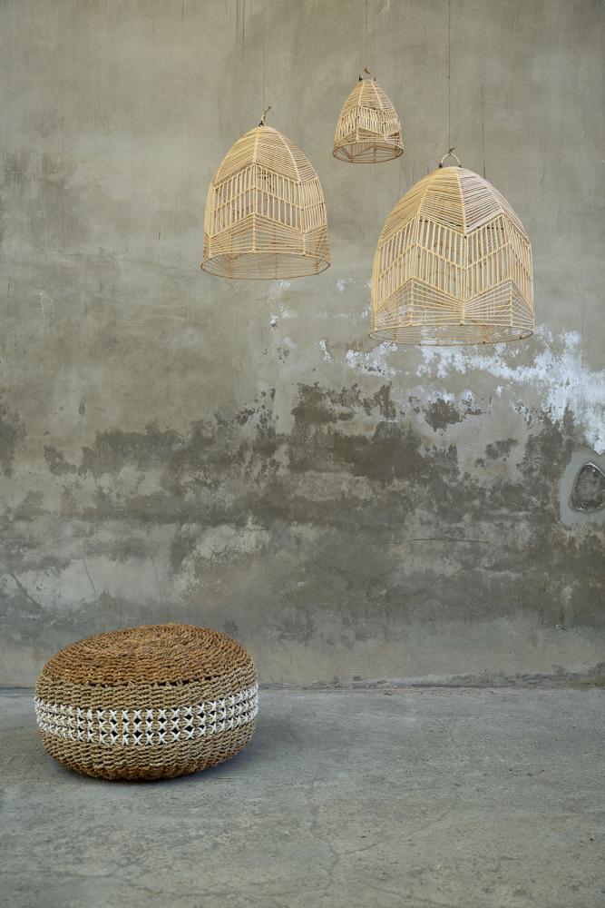 SEAGRASS MACRAME POUF | NATURAL - Green Design Gallery