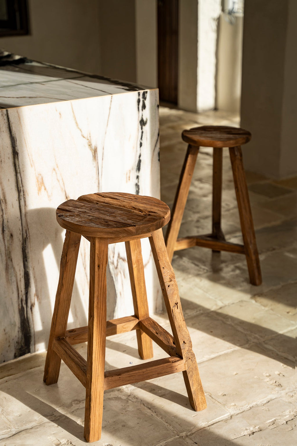 SHIBORI STOOL | RECLAIMED TEAK | IN-OUTDOORS - Green Design Gallery