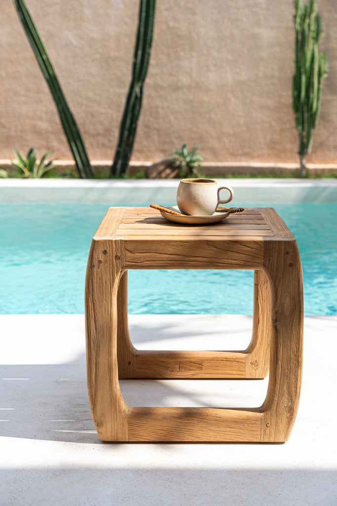 SIMI STOOL +SIDE TABLE | NATURAL | RECLAIMED TEAK | IN-OUTDOORS - Green Design Gallery