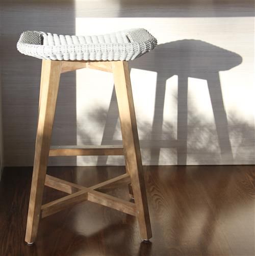 SKAL BACKLESS BARCHAIR - 2 SIZES / WHITEWASH (INDOOR-OUTDOOR) - Green Design Gallery