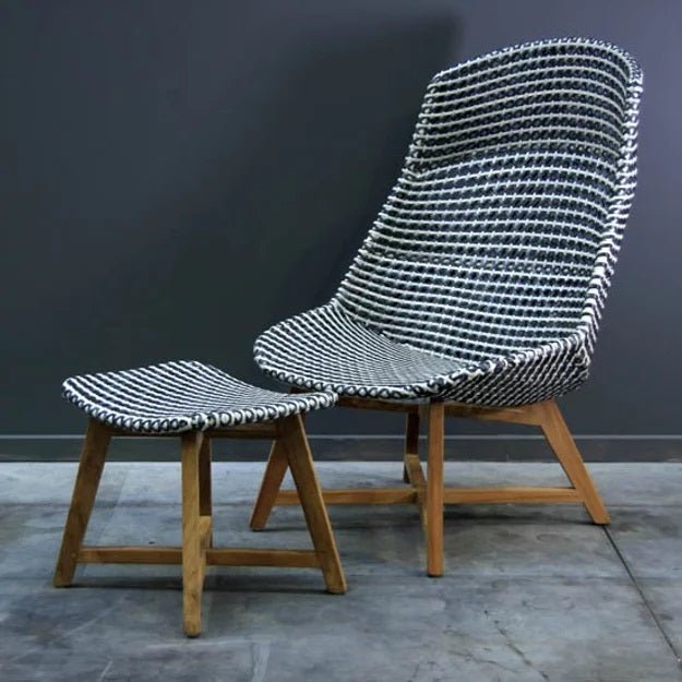 SKAL HIGH-BACK LOUNGE CHAIR / BLACK + WHITE (INDOOR-OUTDOOR) - Green Design Gallery