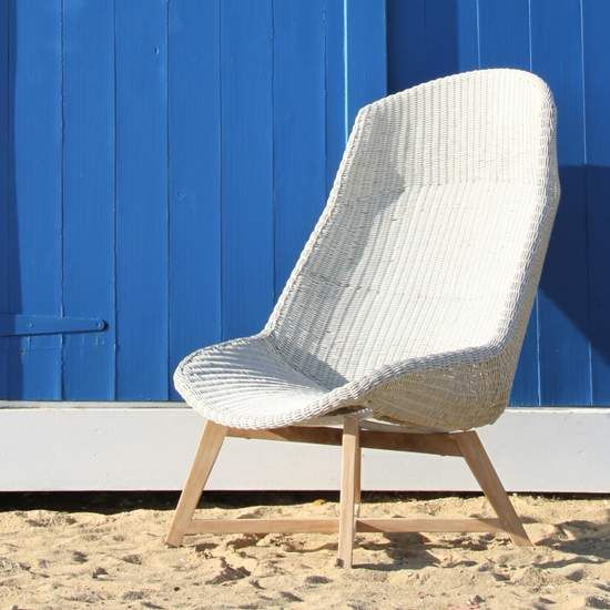 SKAL HIGH-BACK LOUNGE CHAIR / ICE WHITE (INDOOR-OUTDOOR) - Green Design Gallery