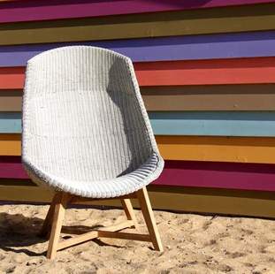 SKAL HIGH-BACK LOUNGE CHAIR / ICE WHITE (INDOOR-OUTDOOR) - Green Design Gallery