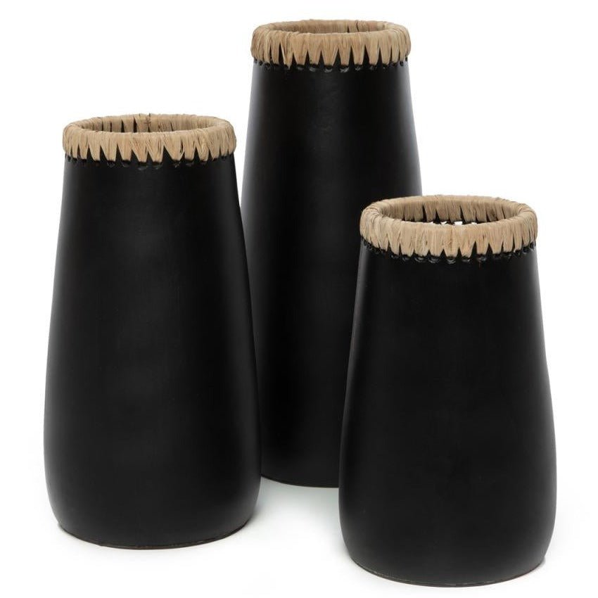 SNEAKY VASE | BLACK + NATURAL | 3 SIZES - Green Design Gallery