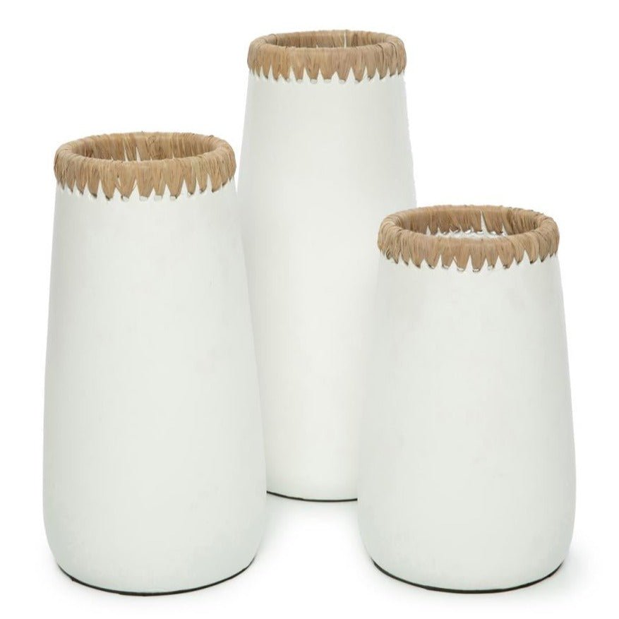 SNEAKY VASE | WHITE + NATURAL | 3 SIZES - Green Design Gallery