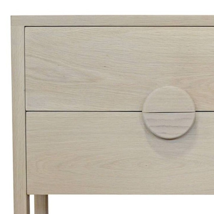 SOLARIS (BED)SIDE TABLE | ROUND HANDLE | BLOND OAK - Green Design Gallery