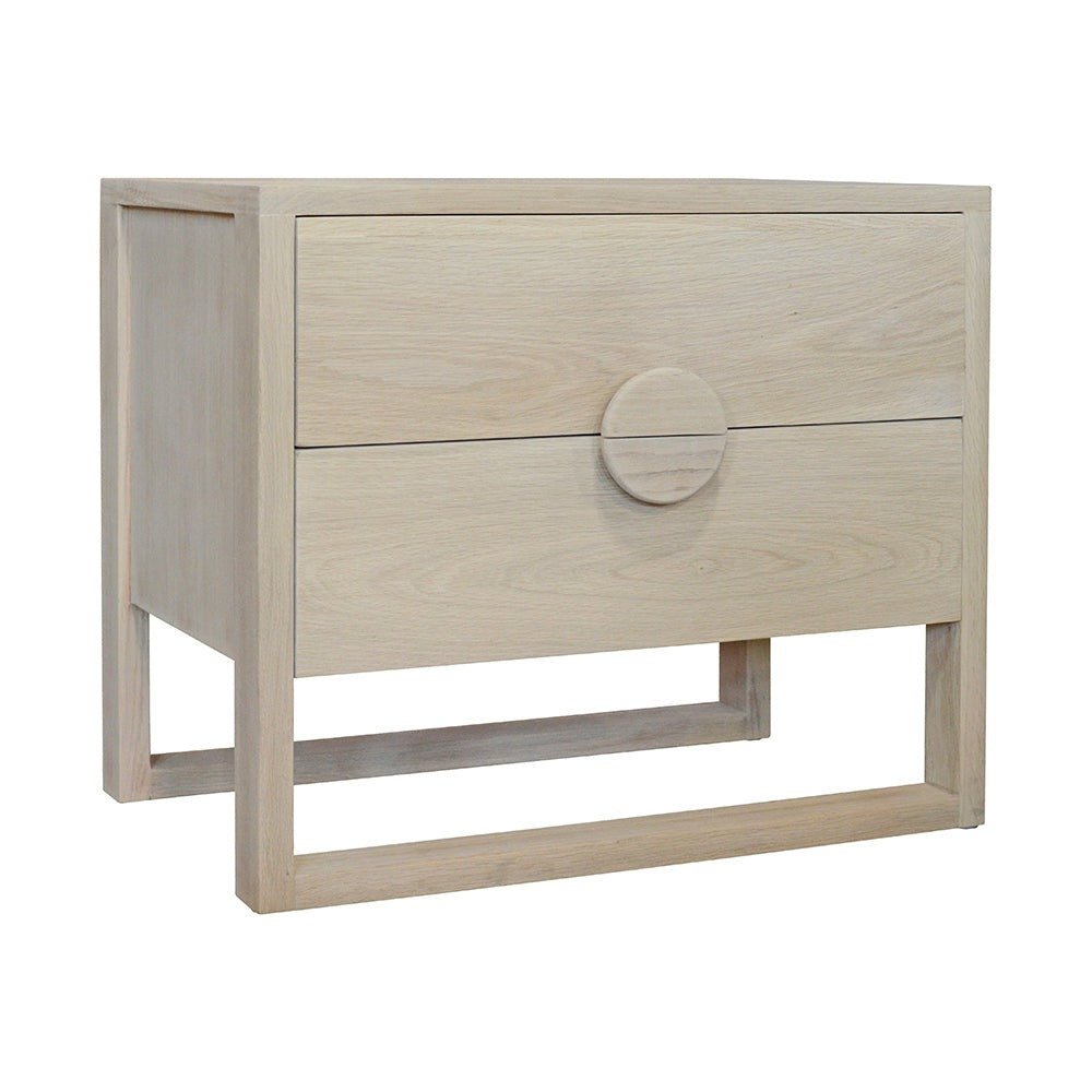 SOLARIS (BED)SIDE TABLE | ROUND HANDLE | BLOND OAK - Green Design Gallery