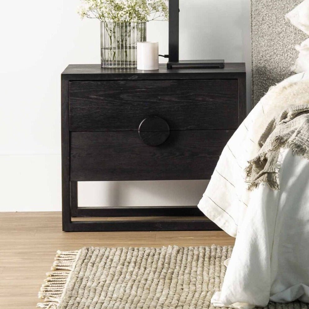 SOLARIS (BED)SIDE TABLE | ROUND HANDLE | CHARCOAL - Green Design Gallery