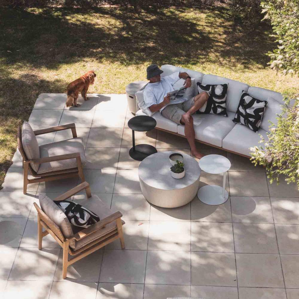 SORAYA OUTDOOR LOUNGE CHAIR | NATURAL WEAVE +SUNBRELLA LINEN - Green Design Gallery