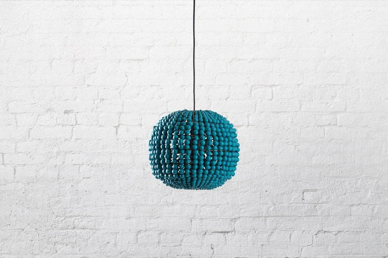 Sphere White / Handmade Clay Beaded Chandelier - Green Design Gallery