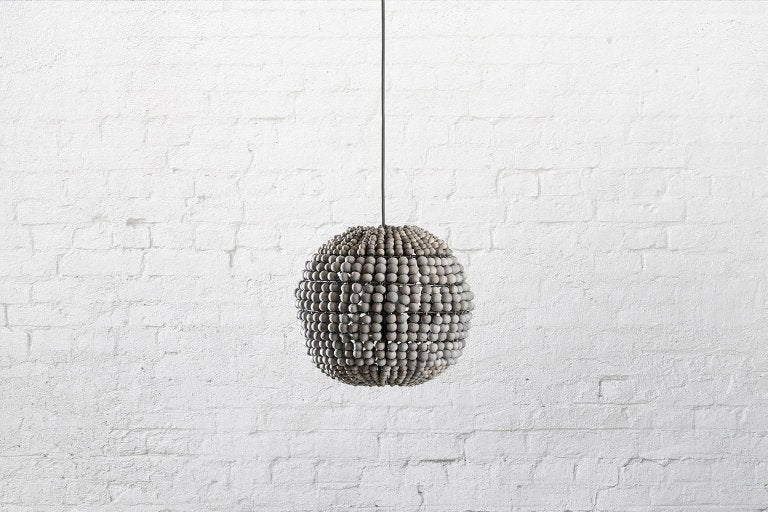 Sphere White / Handmade Clay Beaded Chandelier - Green Design Gallery