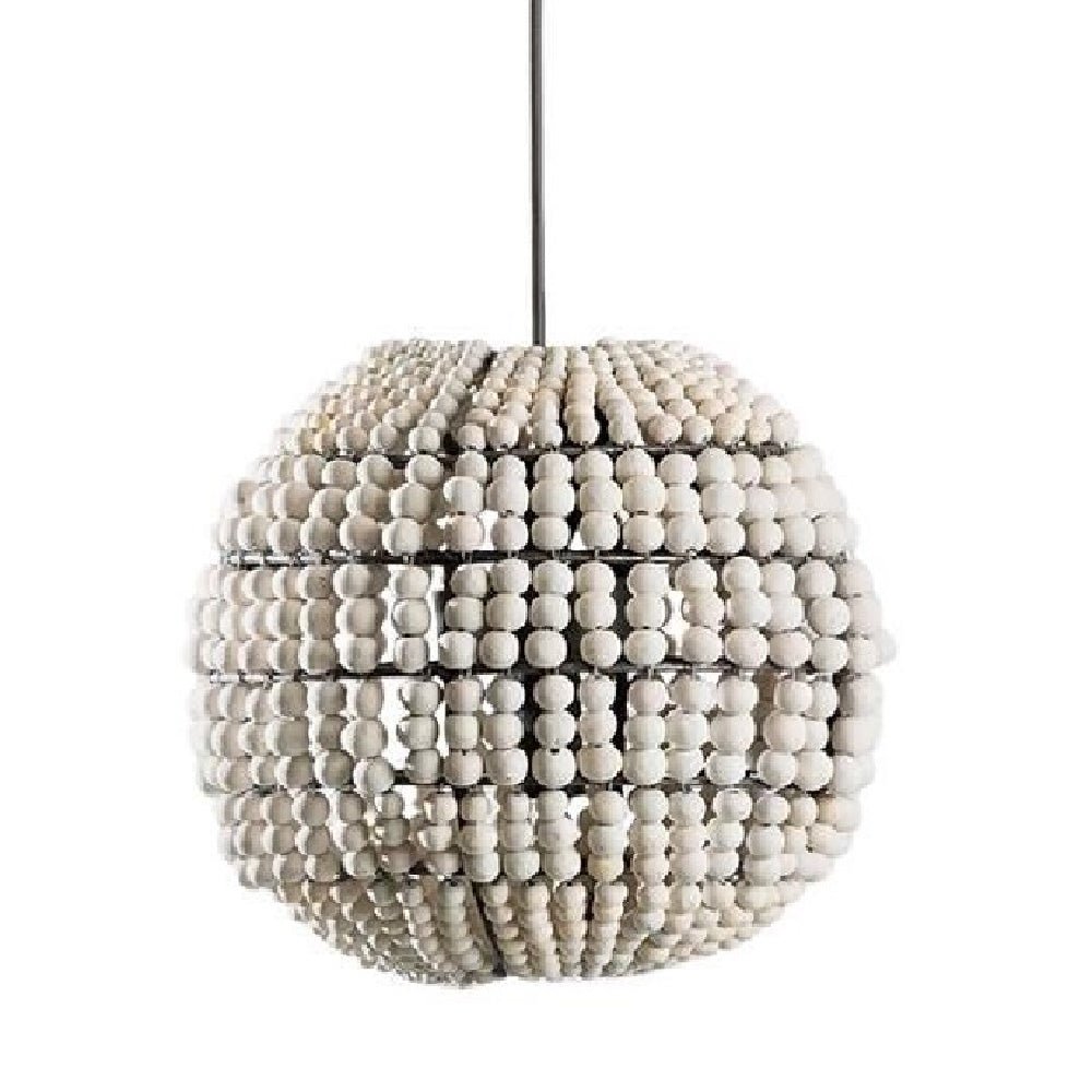 Sphere White / Handmade Clay Beaded Chandelier - Green Design Gallery