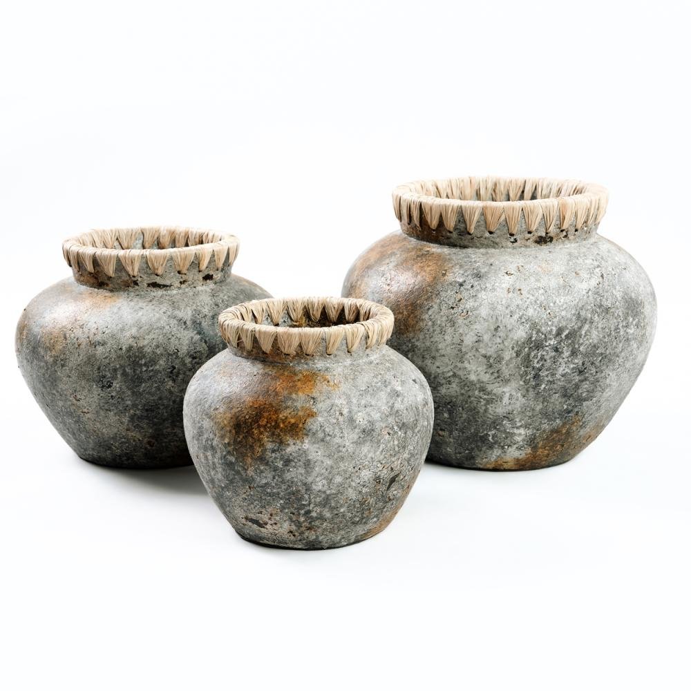 STYLY TERRACOTTA VASE | ANTIQUE GREY | LARGE - Green Design Gallery