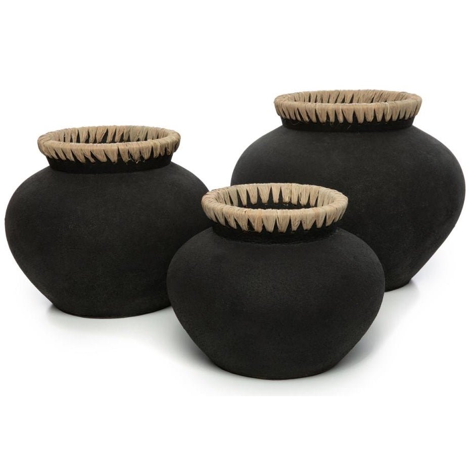 STYLY VASE | BLACK + NATURAL | 3 SIZES - Green Design Gallery