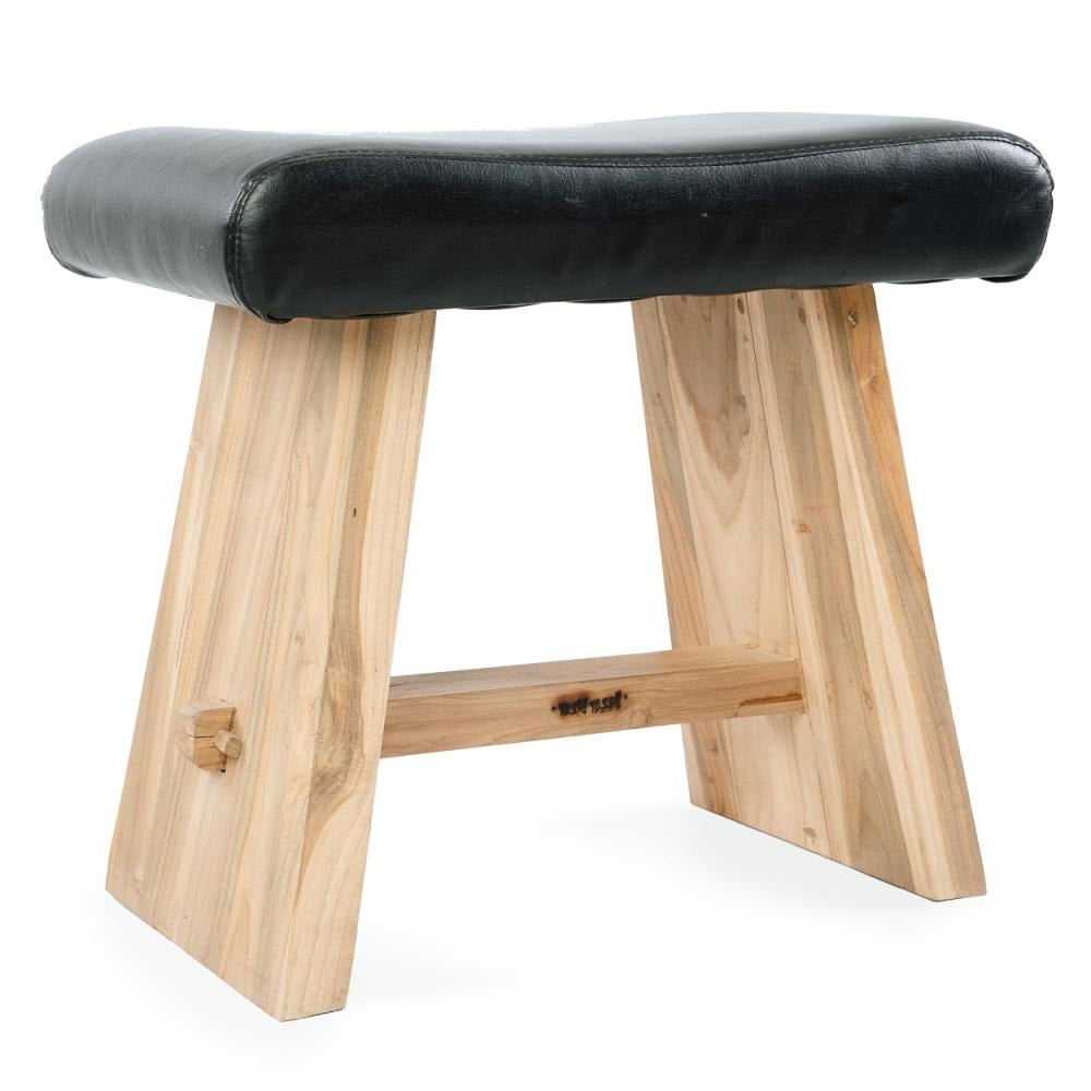 SUAR STOOL | BLACK LEATHER - Green Design Gallery