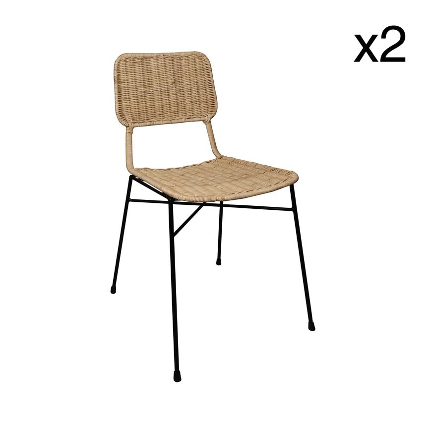 SUZIE DINING CHAIR | RATTAN | STACKABLE | SET OF 2 - Green Design Gallery