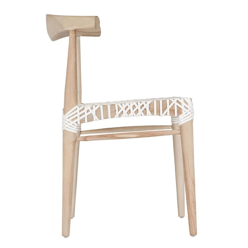 SWENI HORN CHAIR | WHITE LEATHER - Green Design Gallery