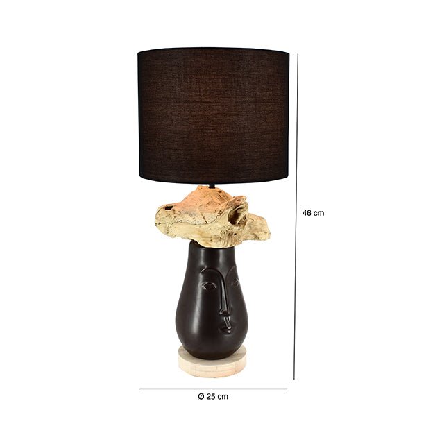 TAHAI TABLE LAMP | CERAMIC + ACACIA WOOD - Green Design Gallery