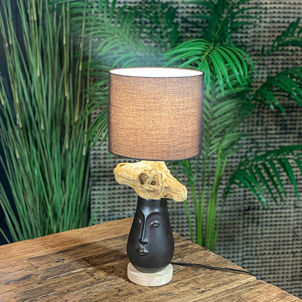 TAHAI TABLE LAMP | CERAMIC + ACACIA WOOD - Green Design Gallery