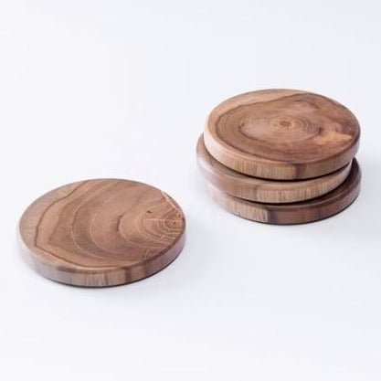 TEAK COASTER SET | HANDCARVED - Green Design Gallery