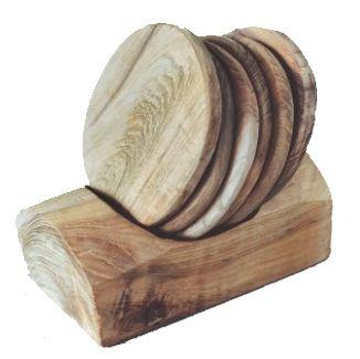 TEAK COASTER SET | HANDCARVED - Green Design Gallery