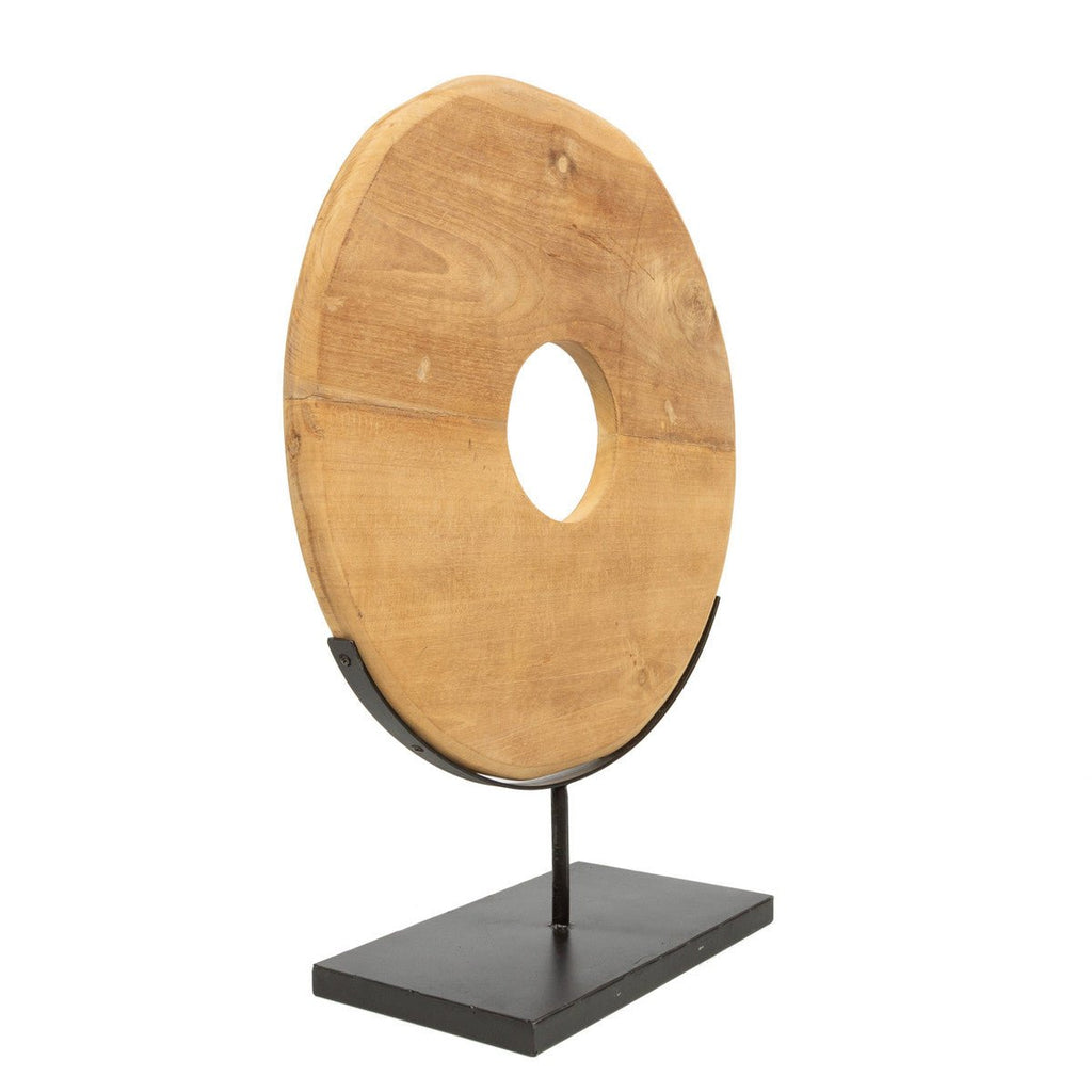 TEAK DISK ON STAND / NATURAL - Green Design Gallery
