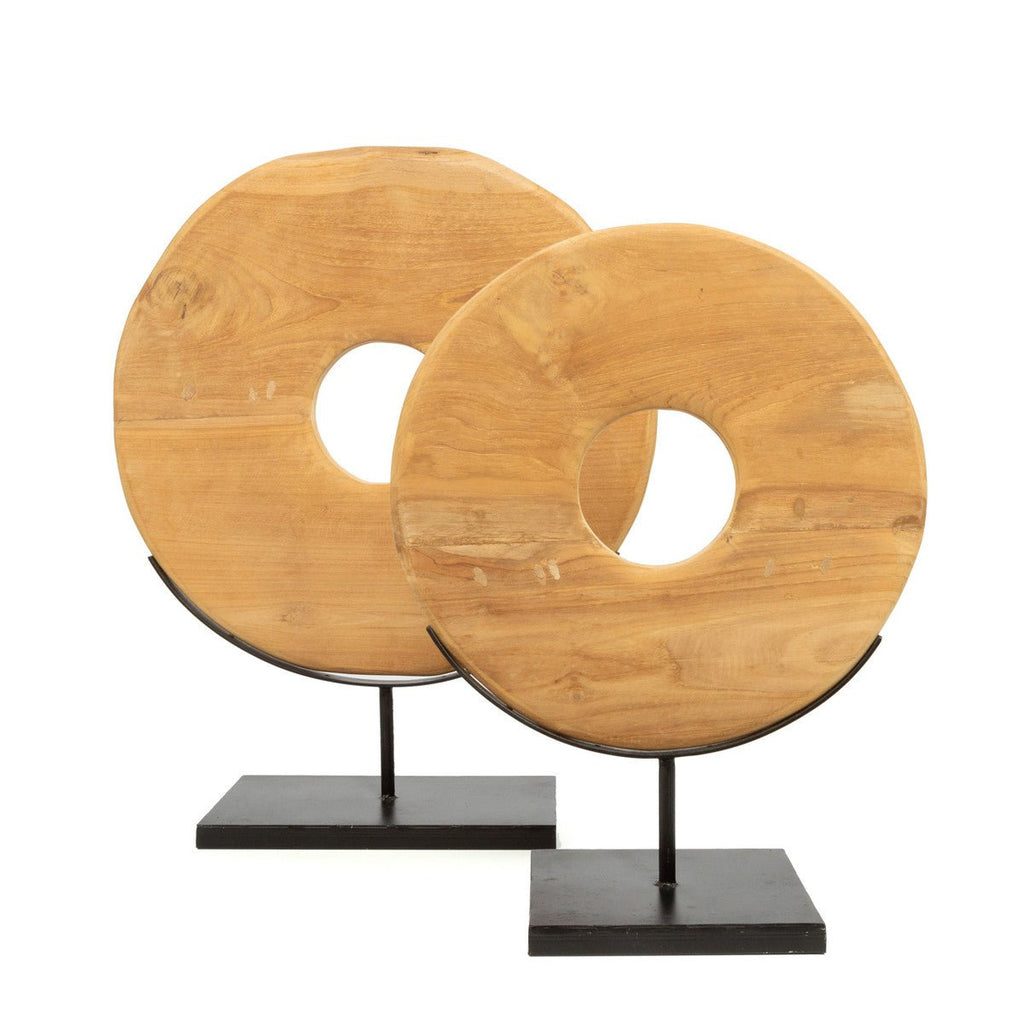 TEAK DISK ON STAND / NATURAL - Green Design Gallery