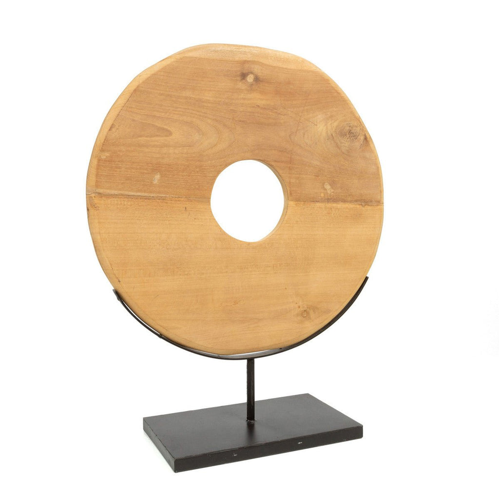 TEAK DISK ON STAND / NATURAL - Green Design Gallery