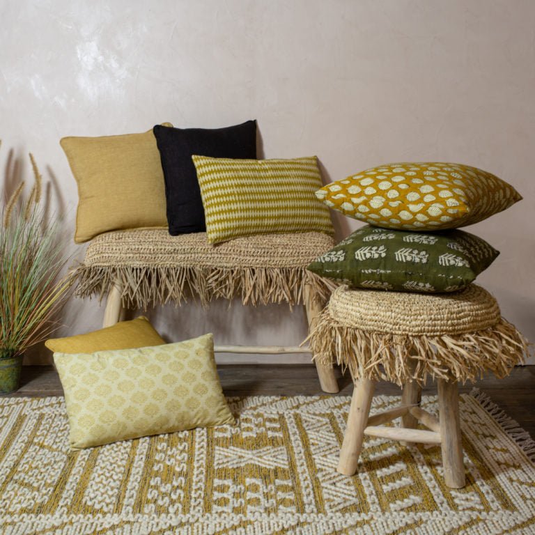 TILOS TEAK FRINGE LOW STOOL | IN-OUTDOORS - Green Design Gallery