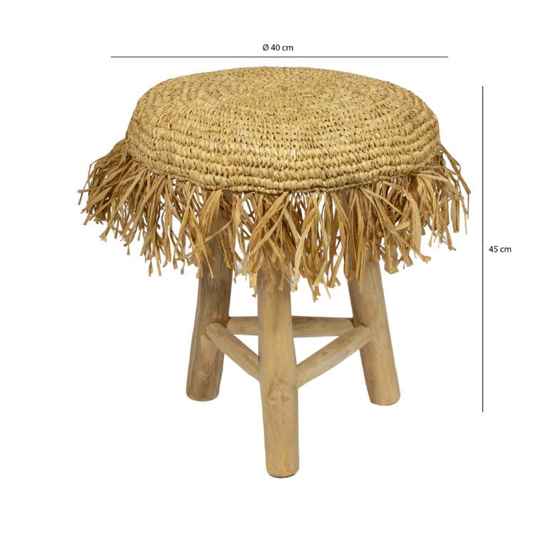 TILOS TEAK FRINGE LOW STOOL | IN-OUTDOORS - Green Design Gallery