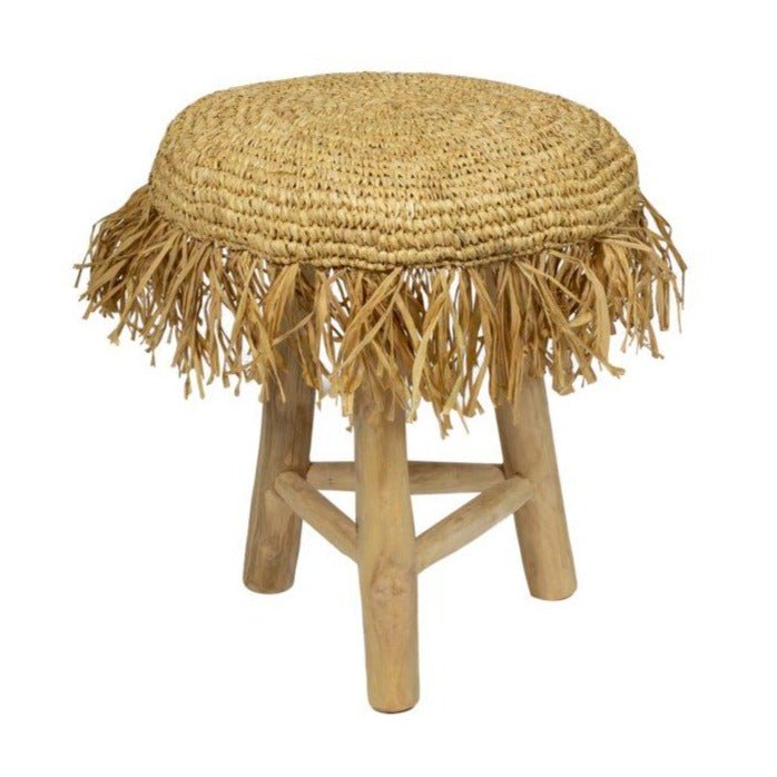 TILOS TEAK FRINGE LOW STOOL | IN-OUTDOORS - Green Design Gallery