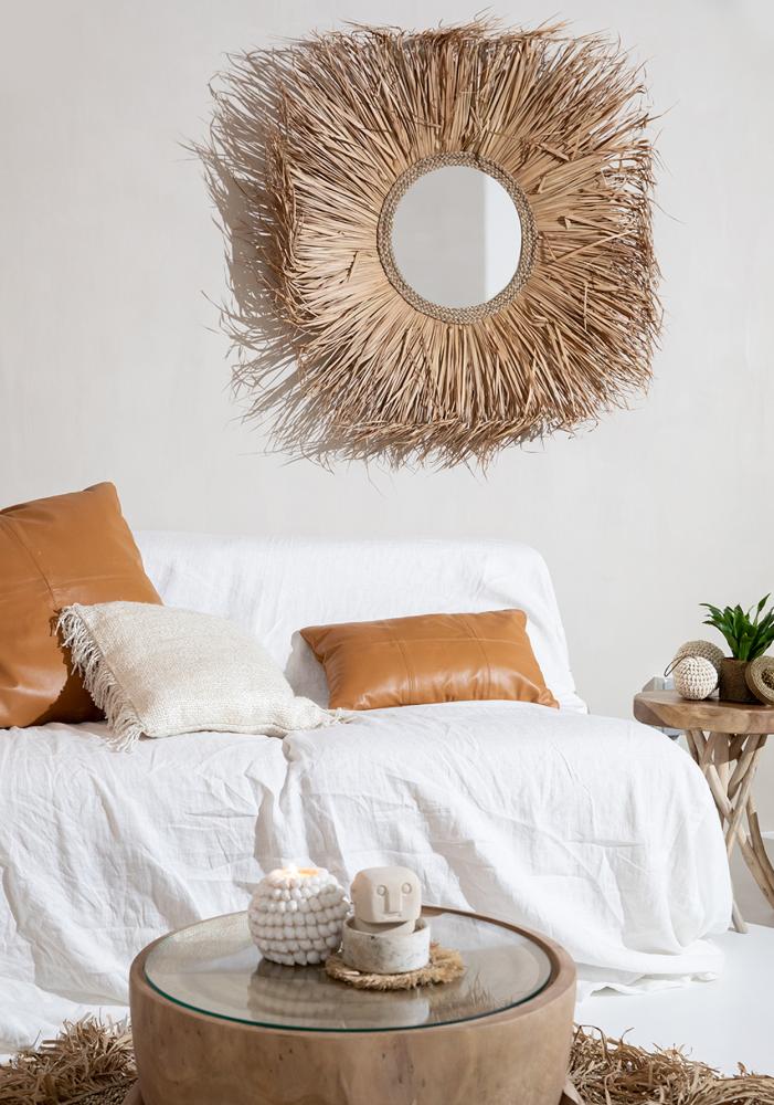 TIMBER SIDE TABLE | NATURAL | GLASS TOP - Green Design Gallery