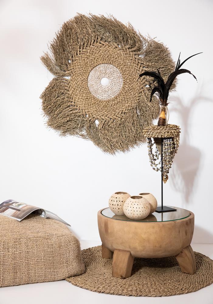 TIMBER SIDE TABLE | NATURAL | GLASS TOP - Green Design Gallery