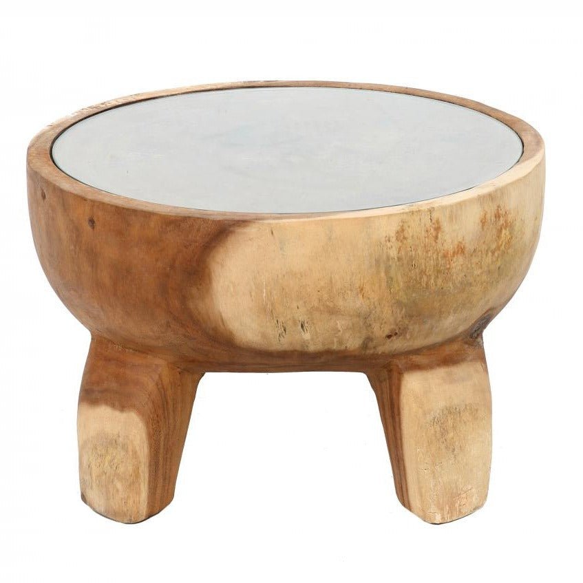 TIMBER SIDE TABLE | NATURAL | GLASS TOP - Green Design Gallery