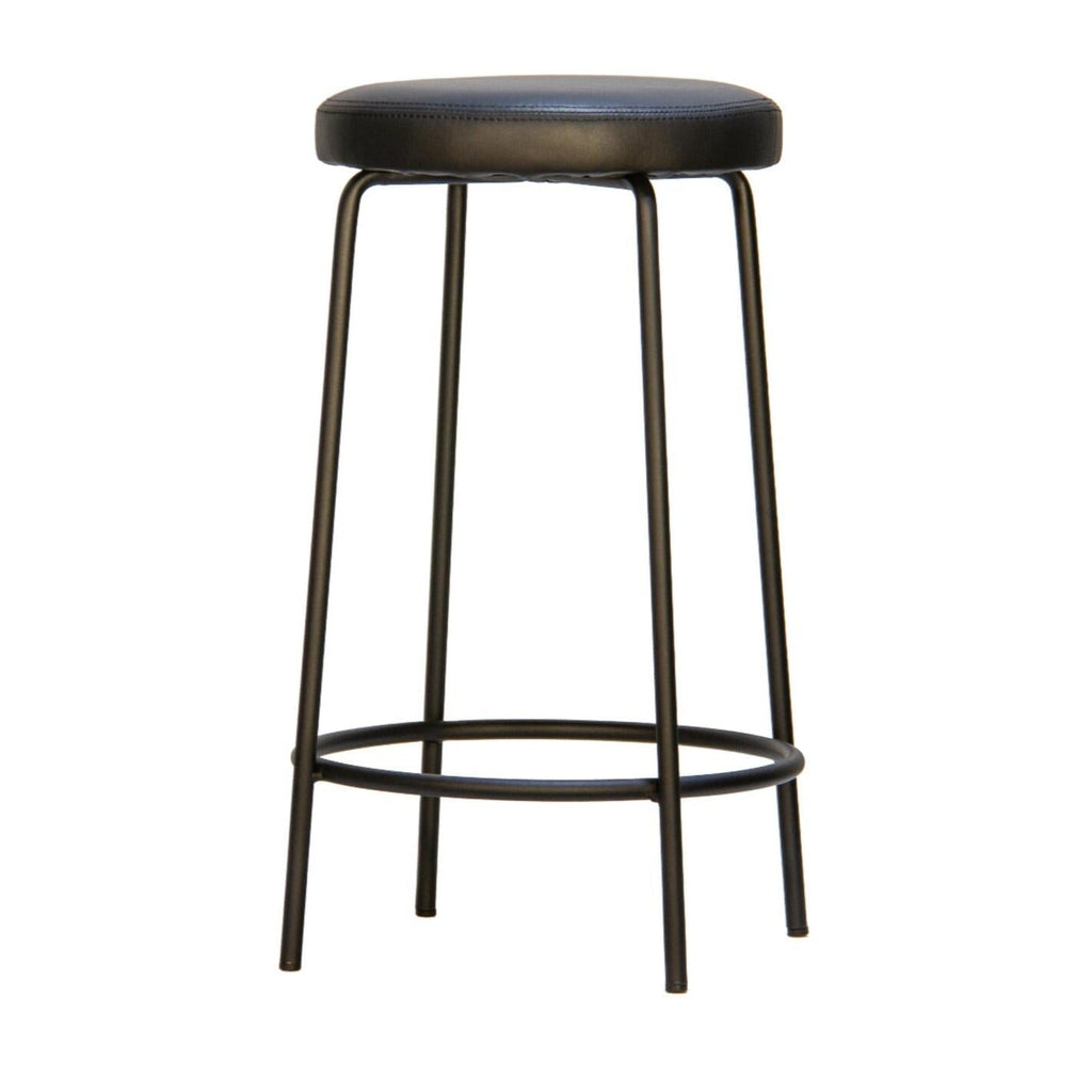 TOBY BARSTOOL | BLACK VEGAN LEATHER - Green Design Gallery
