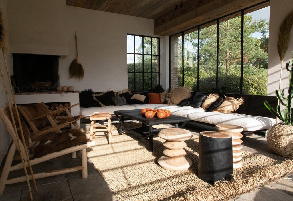 TRIBE SIDE TABLE + STOOL | BLACK + NATURAL - Green Design Gallery