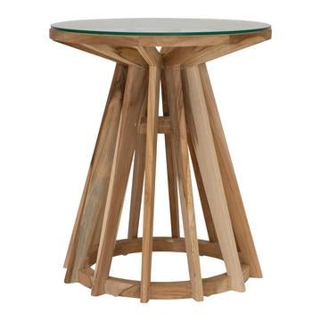 TUNDI SIDE TABLE w/GLASS TOP | NATURAL - Green Design Gallery