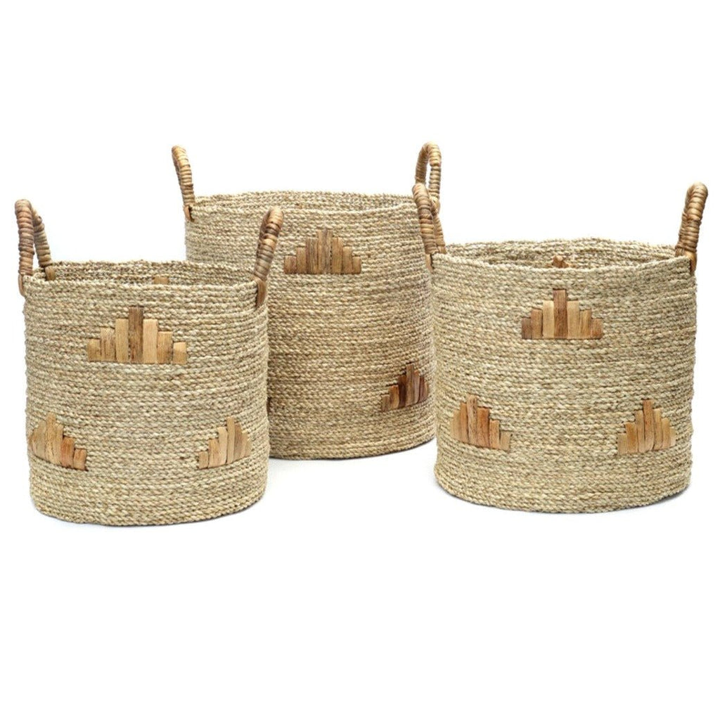 TWIGGY GRAPHIC BASKETS (SET OF 3) / NATURAL - Green Design Gallery