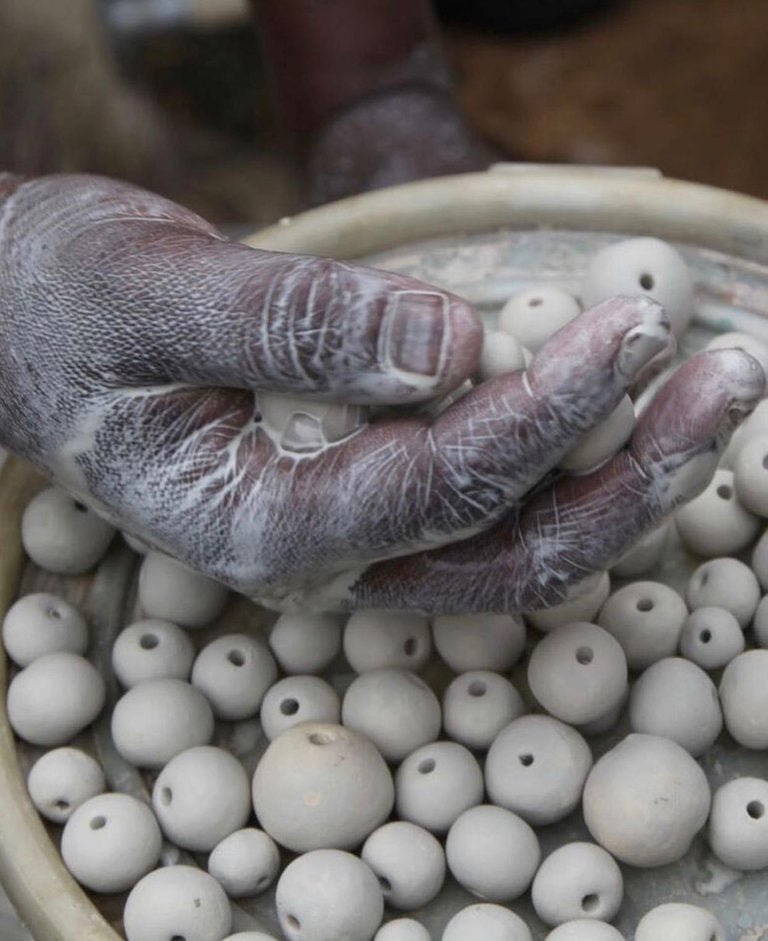 Twist White / Handmade Clay Beaded Chandelier - Green Design Gallery