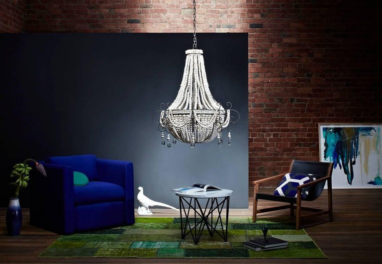 Twist White / Handmade Clay Beaded Chandelier - Green Design Gallery