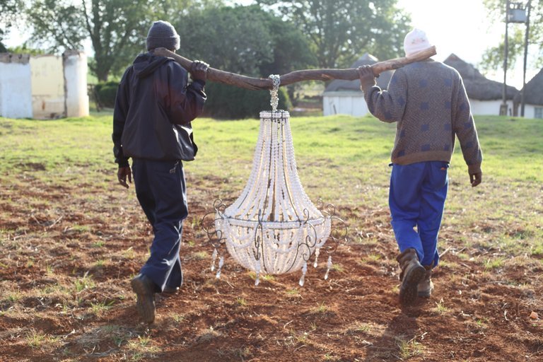 Twist White / Handmade Clay Beaded Chandelier - Green Design Gallery