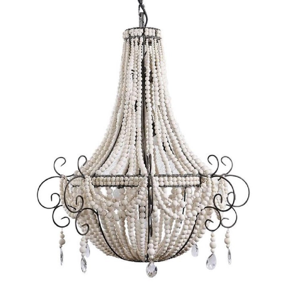 Twist White / Handmade Clay Beaded Chandelier - Green Design Gallery