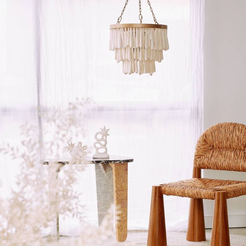 VALENTINE HANDMADE CLAY BEADED CHANDELIER | ENTRY | WHITE - Green Design Gallery