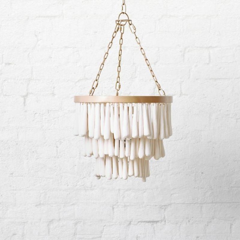 VALENTINE HANDMADE CLAY BEADED CHANDELIER | ENTRY | WHITE - Green Design Gallery