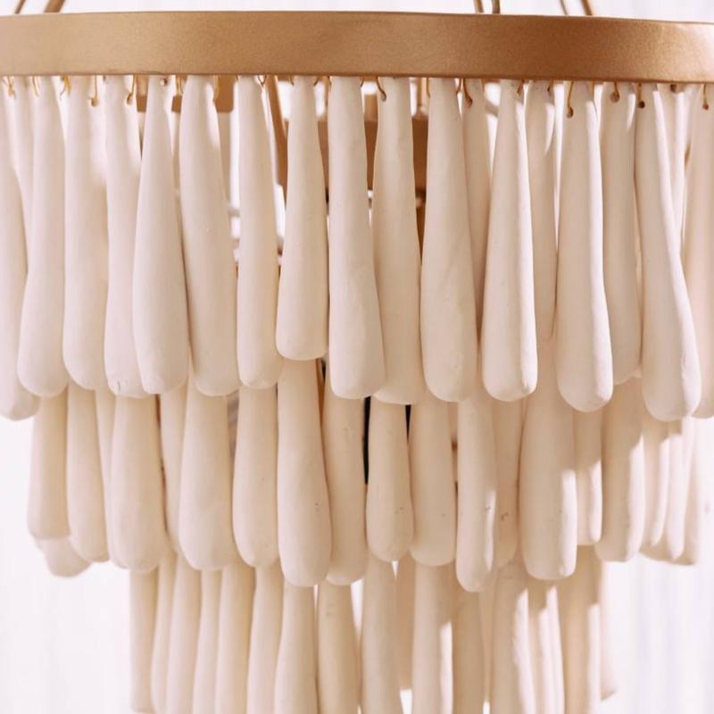 VALENTINE HANDMADE CLAY BEADED CHANDELIER | ENTRY | WHITE - Green Design Gallery