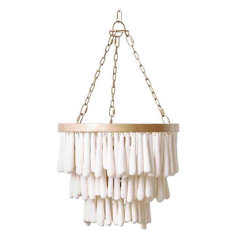 VALENTINE HANDMADE CLAY BEADED CHANDELIER | ENTRY | WHITE - Green Design Gallery