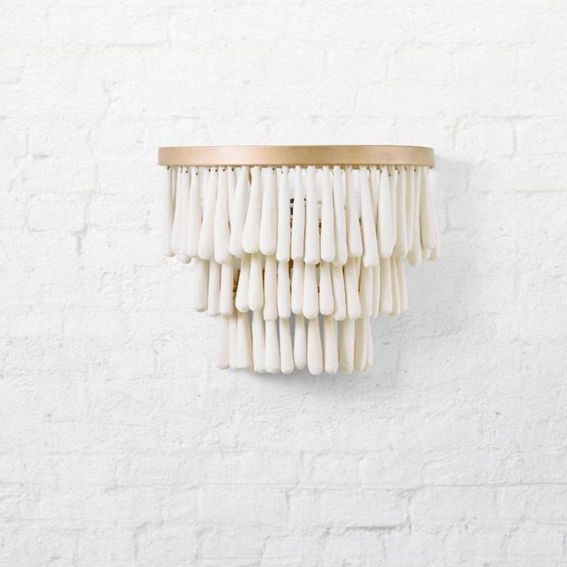 VALENTINE HANDMADE CLAY BEADED CHANDELIER | WALL SCONCE | WHITE - Green Design Gallery