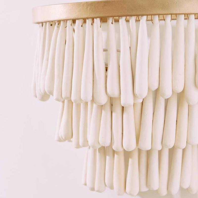 VALENTINE HANDMADE CLAY BEADED CHANDELIER | WALL SCONCE | WHITE - Green Design Gallery